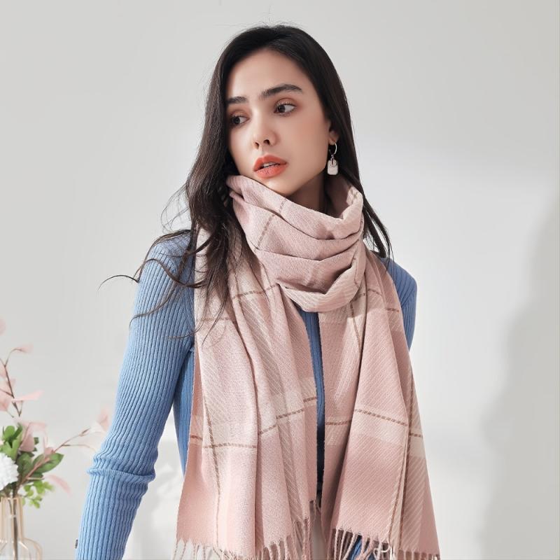 Cashmere Plaid Scarf Winter Warm Checked Scarves For Women
