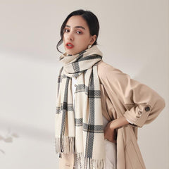 Cashmere Plaid Scarf Winter Warm Checked Scarves For Women