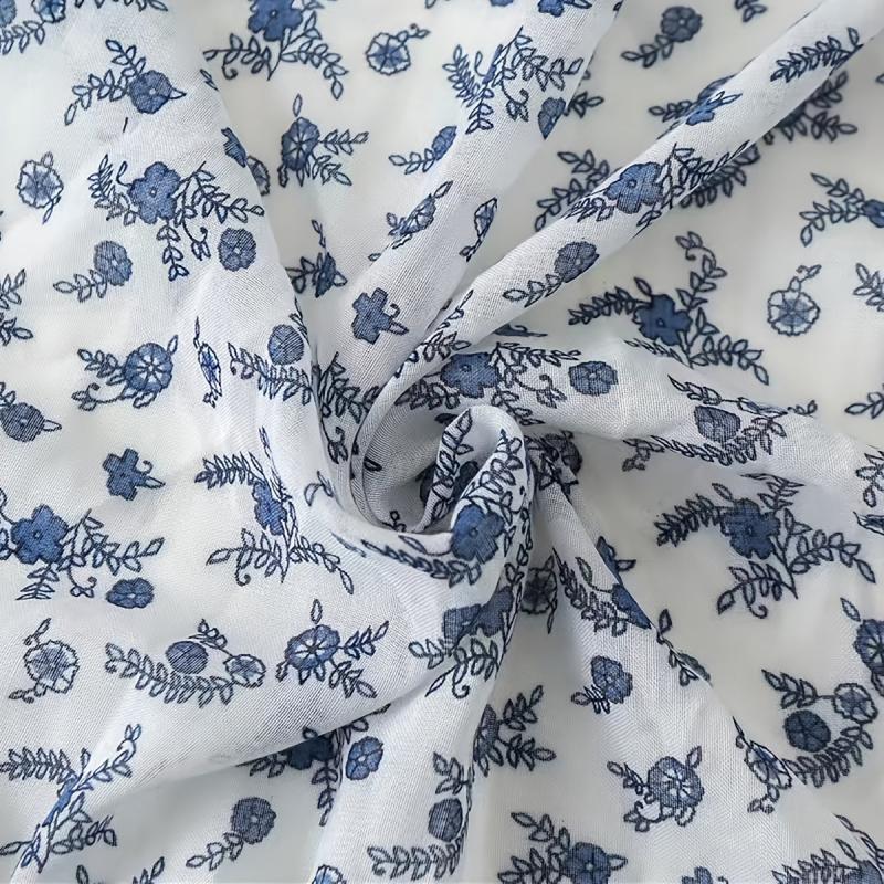 Navy Floral Print Scarf Tassel Shawl Breathable Outdoor Beach Travel