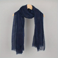 Frayed Edge Casual Scarf Hijab Solid Crinkle Shawl Turban Sunscreen Headscarf