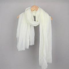 Frayed Edge Casual Scarf Hijab Solid Crinkle Shawl Turban Sunscreen Headscarf
