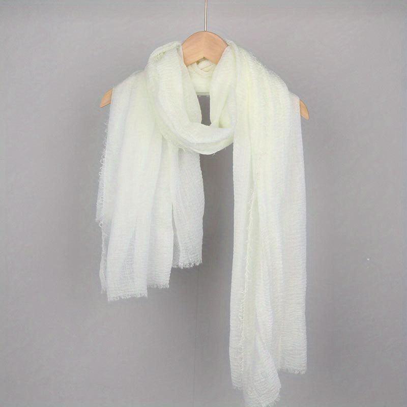 Frayed Edge Casual Scarf Hijab Solid Crinkle Shawl Turban Sunscreen Headscarf
