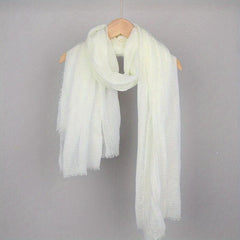 Frayed Edge Casual Scarf Hijab Solid Crinkle Shawl Turban Sunscreen Headscarf