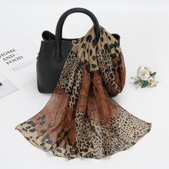 Leopard Print Chiffon Scarf Women's Scarf