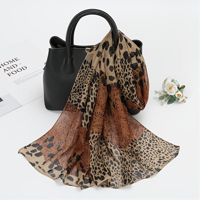 Leopard Print Chiffon Scarf Women's Scarf