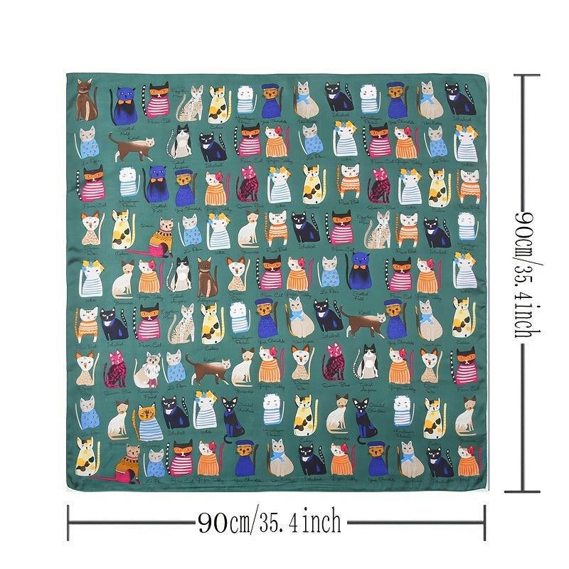 Cartoon Lady Silk Scarf Bandana Printed Thin Headscarf