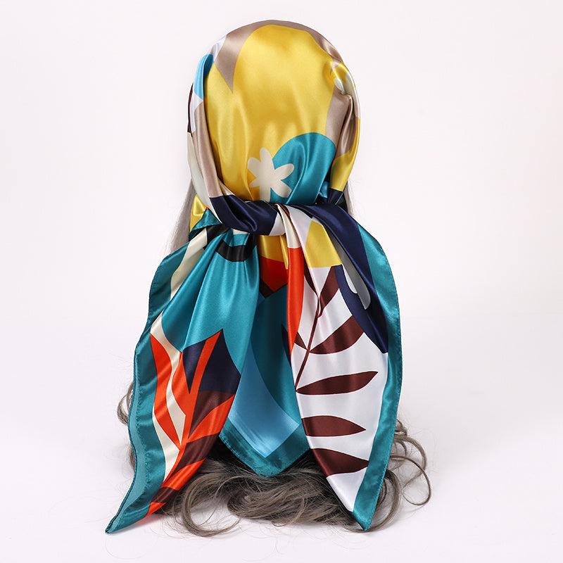 Flower Print Bandana Square Head Scarf Silk Like Floral Head Scarves