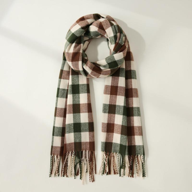 Winter Cashmere Plaid Thick Scarf Shawl