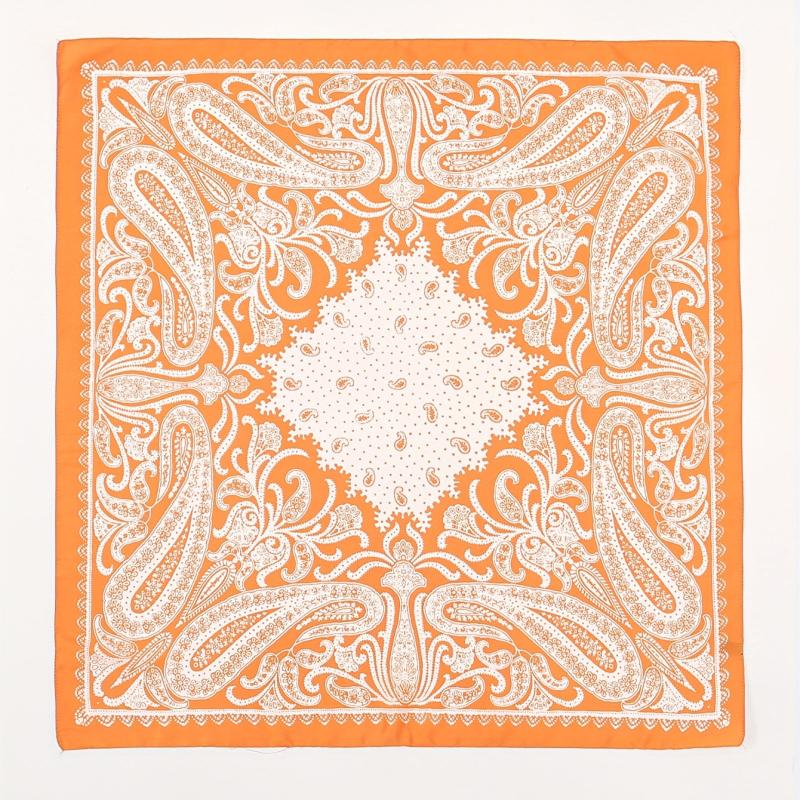 Orange Paisley Print Bandana Square Scarf Neckerchief Head Wrap Hair Accessory
