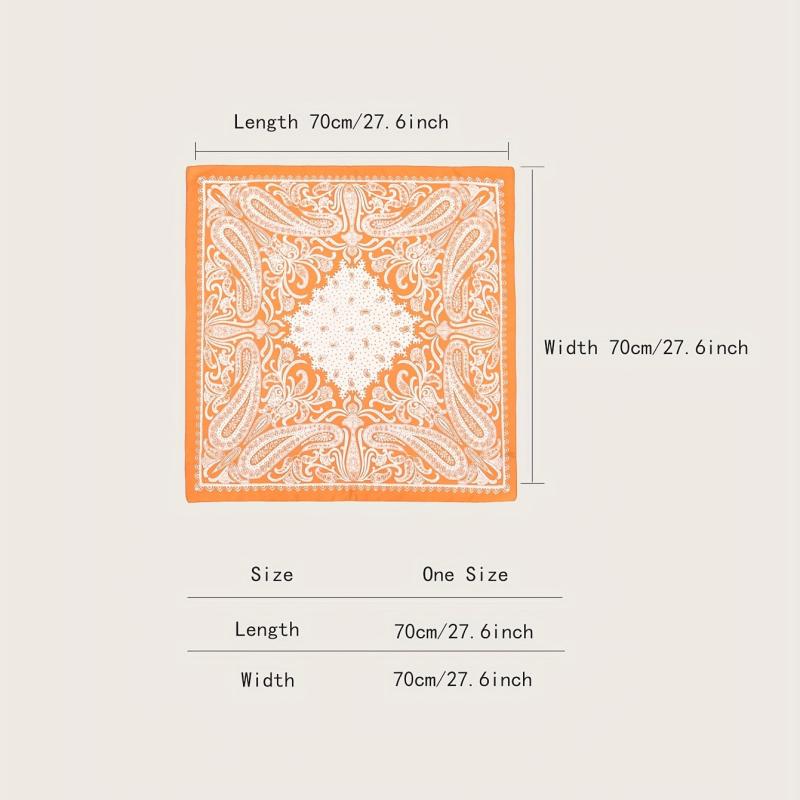 Orange Paisley Print Bandana Square Scarf Neckerchief Head Wrap Hair Accessory