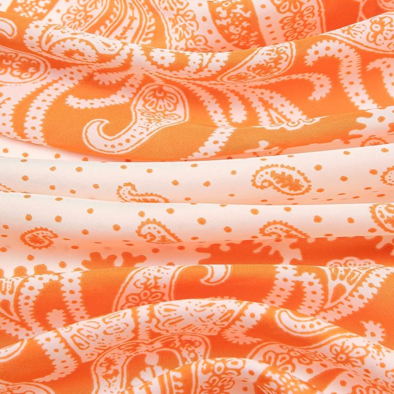 Orange Paisley Print Bandana Square Scarf Neckerchief Head Wrap Hair Accessory