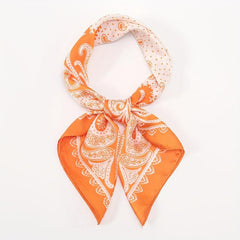 Orange Paisley Print Bandana Square Scarf Neckerchief Head Wrap Hair Accessory