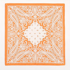 Orange Paisley Print Bandana Square Scarf Neckerchief Head Wrap Hair Accessory