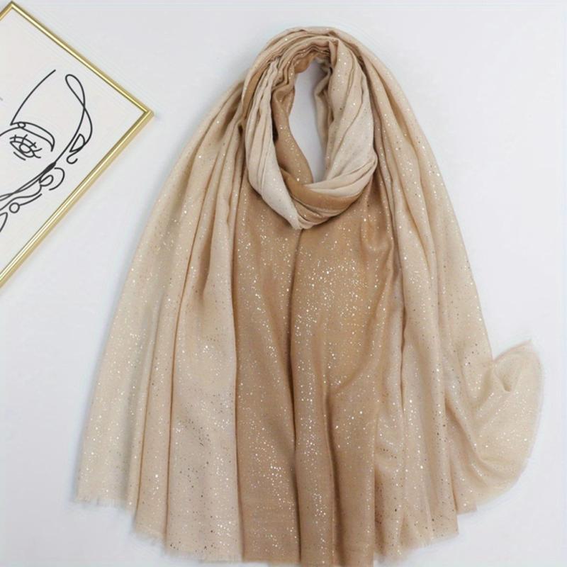 Gradient Frayed Edge Scarf Windproof Head Wrap For Women