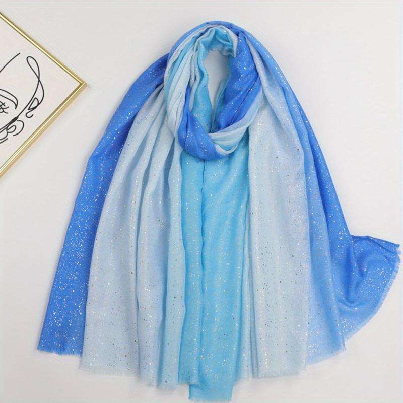 Gradient Frayed Edge Scarf Windproof Head Wrap For Women