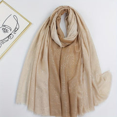 Gradient Frayed Edge Scarf Windproof Head Wrap For Women