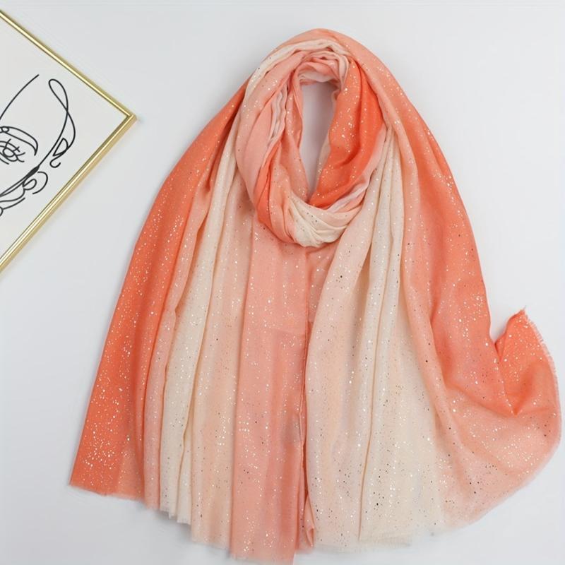 Gradient Frayed Edge Scarf Windproof Head Wrap For Women
