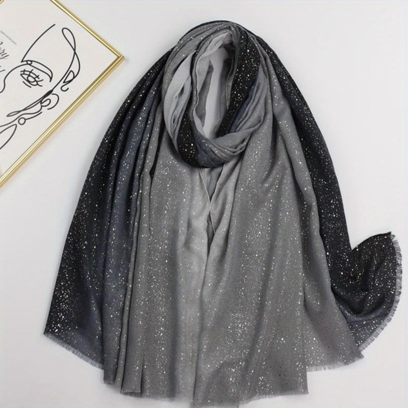 Gradient Frayed Edge Scarf Windproof Head Wrap For Women