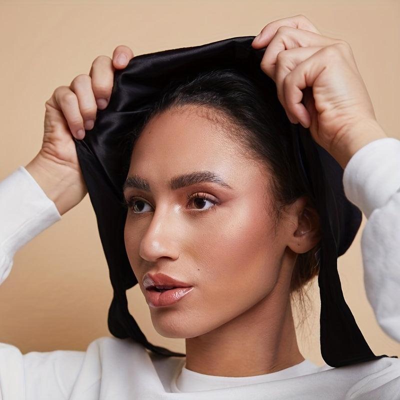 Satin Lined Inner Cap Double Layer Head Scarf Soft Lace Up Head Wraps Hijab Hat