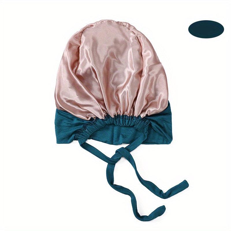 Satin Lined Inner Cap Double Layer Head Scarf Soft Lace Up Head Wraps Hijab Hat