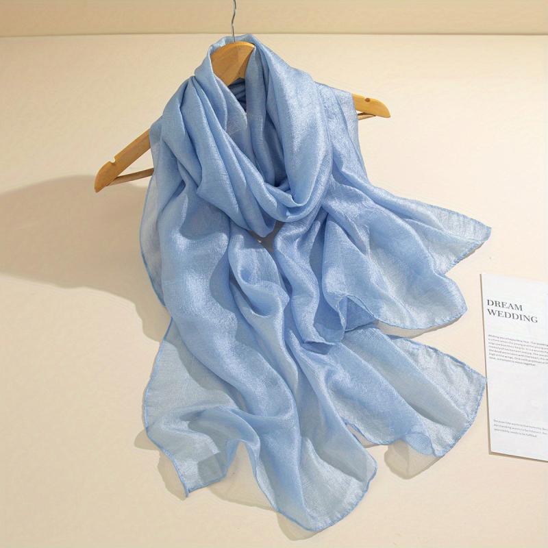 Fluffy Gauze Long Scarf Hijab Solid Shawl Women Turban Windproof Head Wrap