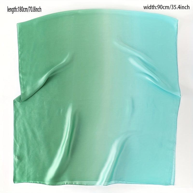 Green Gradient Silk Scarf Classic Windproof Wraps Travel Scarves