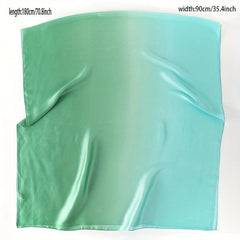 Green Gradient Silk Scarf Classic Windproof Wraps Travel Scarves