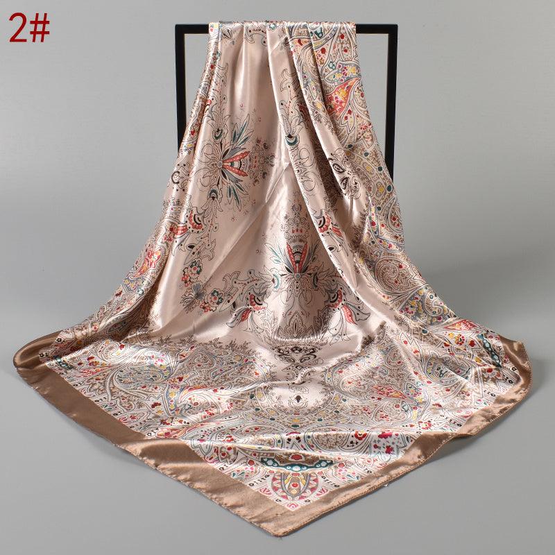 Flower Scarf Bandana Womens Silk Head Scarf Floral Print Square Turban