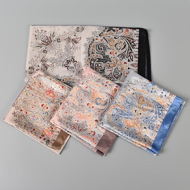 Flower Scarf Bandana Womens Silk Head Scarf Floral Print Square Turban