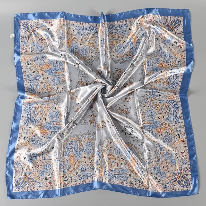 Flower Scarf Bandana Womens Silk Head Scarf Floral Print Square Turban