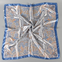 Flower Scarf Bandana Womens Silk Head Scarf Floral Print Square Turban