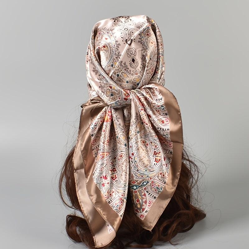 Flower Scarf Bandana Womens Silk Head Scarf Floral Print Square Turban