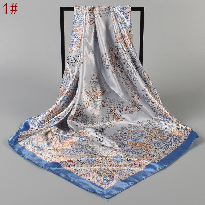 Flower Scarf Bandana Womens Silk Head Scarf Floral Print Square Turban