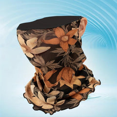 Vintage Flower Print Scarf Ruffles Thin Gauze Neck Gaiter Ear Loop Veil
