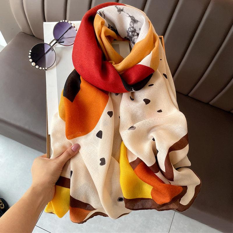 Women Autumn Winter Thin Silk Scarf