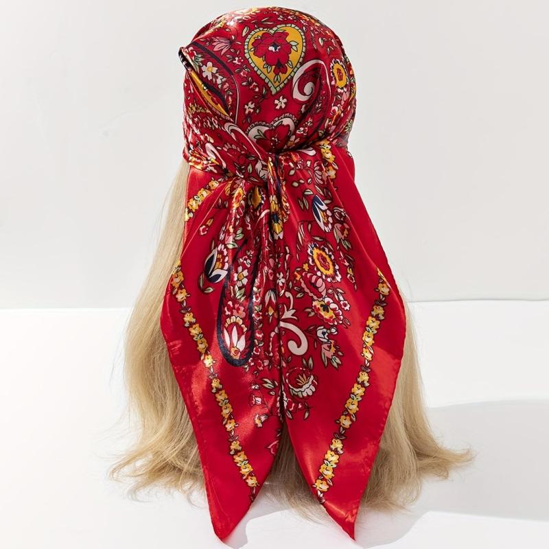 Colorful Paisley Print Bandana Silk Scarf Hair Accessories
