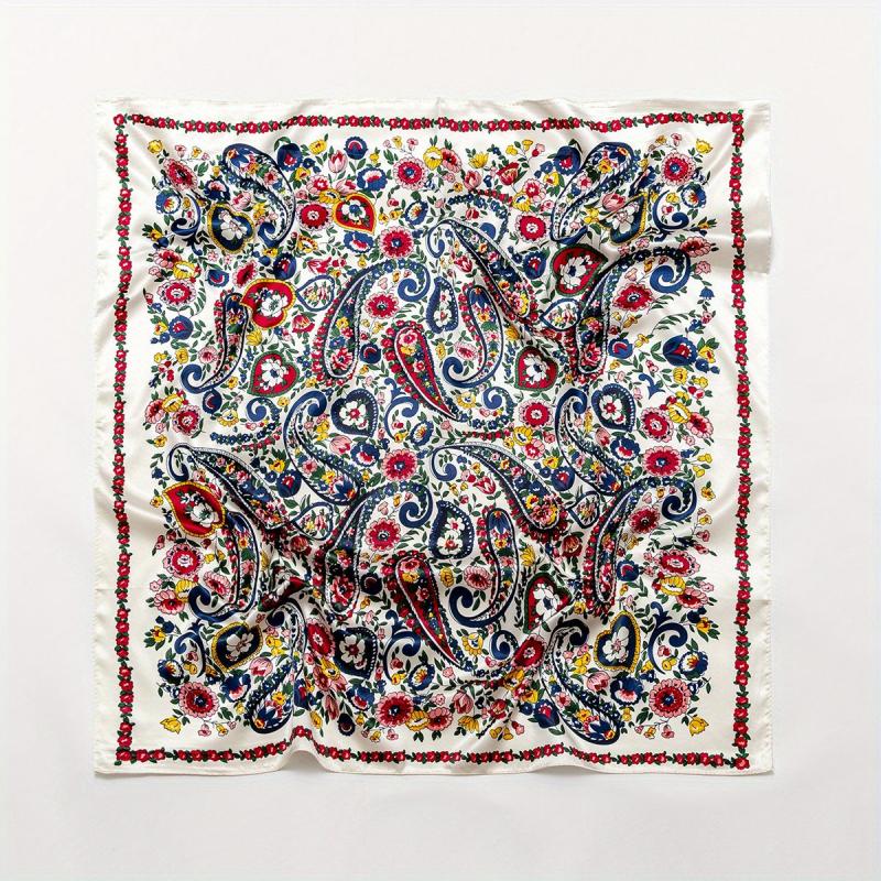 Colorful Paisley Print Bandana Silk Scarf Hair Accessories