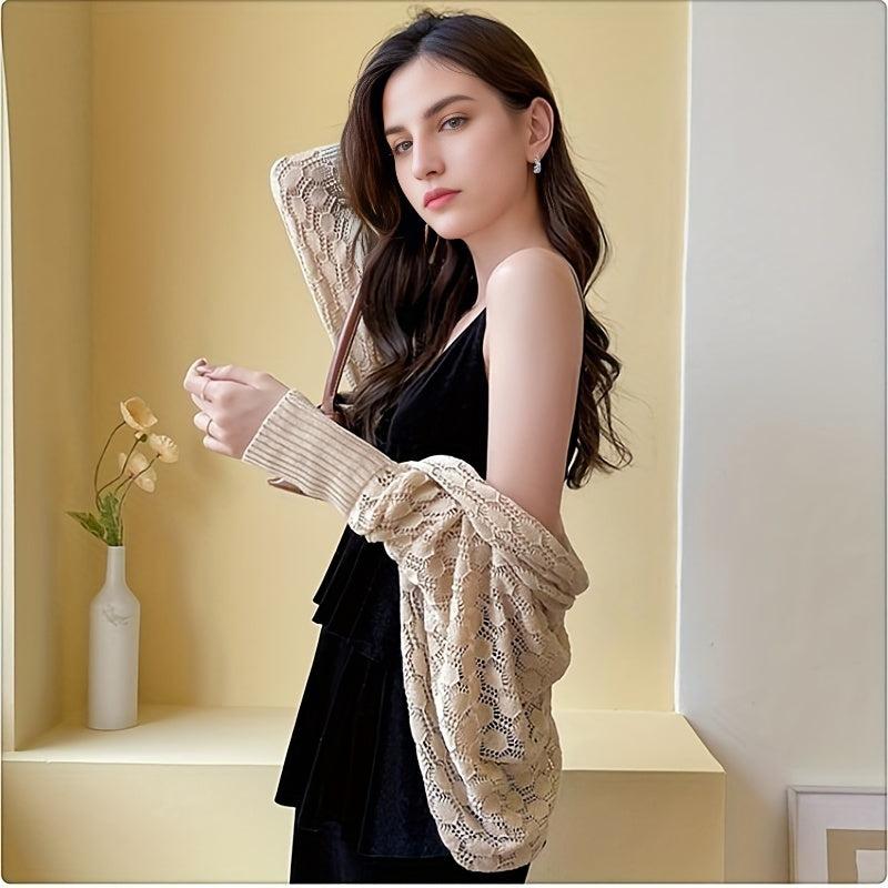 Casual Knitted Shawl Geometric Wrap Warm Cardigan for Spring & Summer