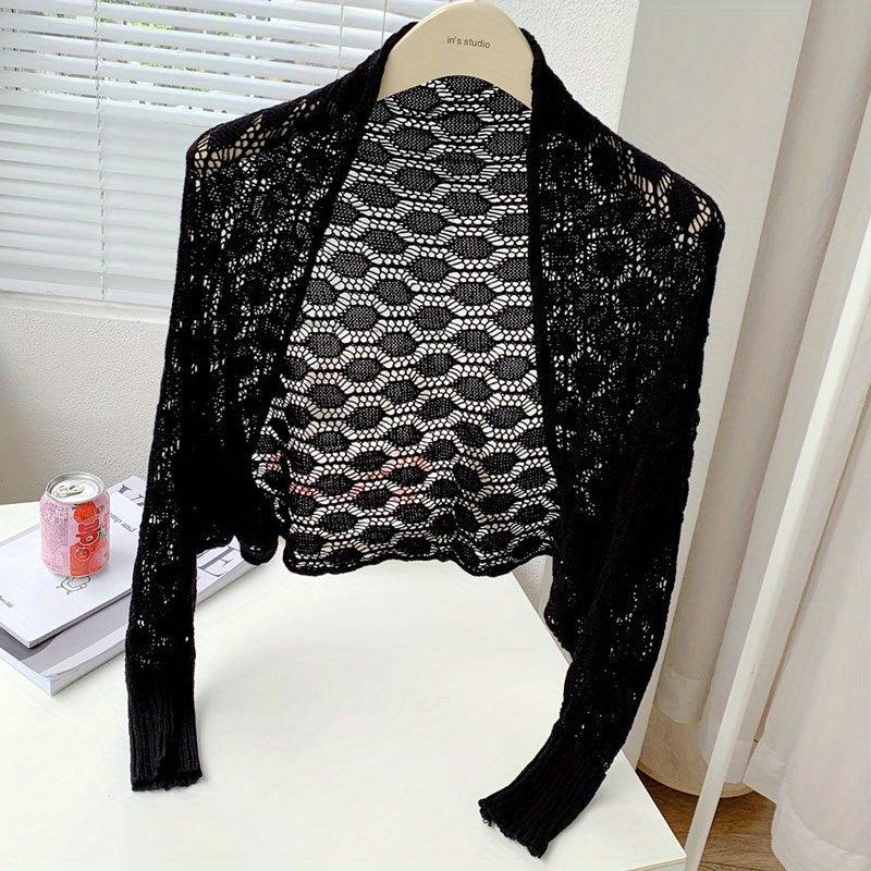 Casual Knitted Shawl Geometric Wrap Warm Cardigan for Spring & Summer