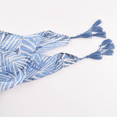 Light Voile Scarf Leaf Print Breathable Beach Towel Sunscreen Long Shawl