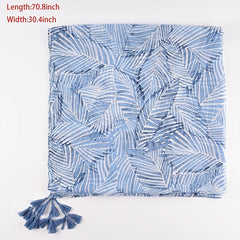 Light Voile Scarf Leaf Print Breathable Beach Towel Sunscreen Long Shawl