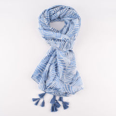 Light Voile Scarf Leaf Print Breathable Beach Towel Sunscreen Long Shawl
