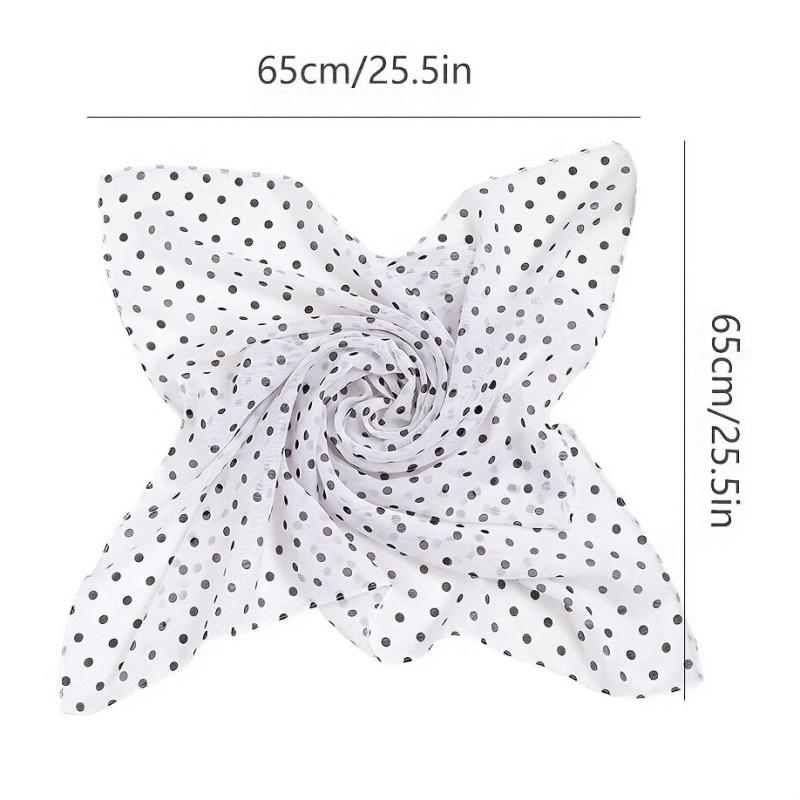 Polka Dot Print Chiffon Neckerchief Square Scarf Bandana Hair Accessories