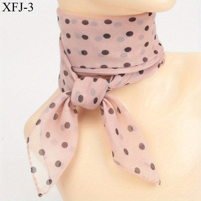 Polka Dot Print Chiffon Neckerchief Square Scarf Bandana Hair Accessories