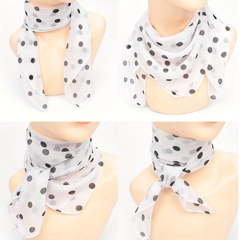Polka Dot Print Chiffon Neckerchief Square Scarf Bandana Hair Accessories