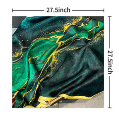 Dark Green River Print Neckerchief Vintage Silk Square Scarf Bandana