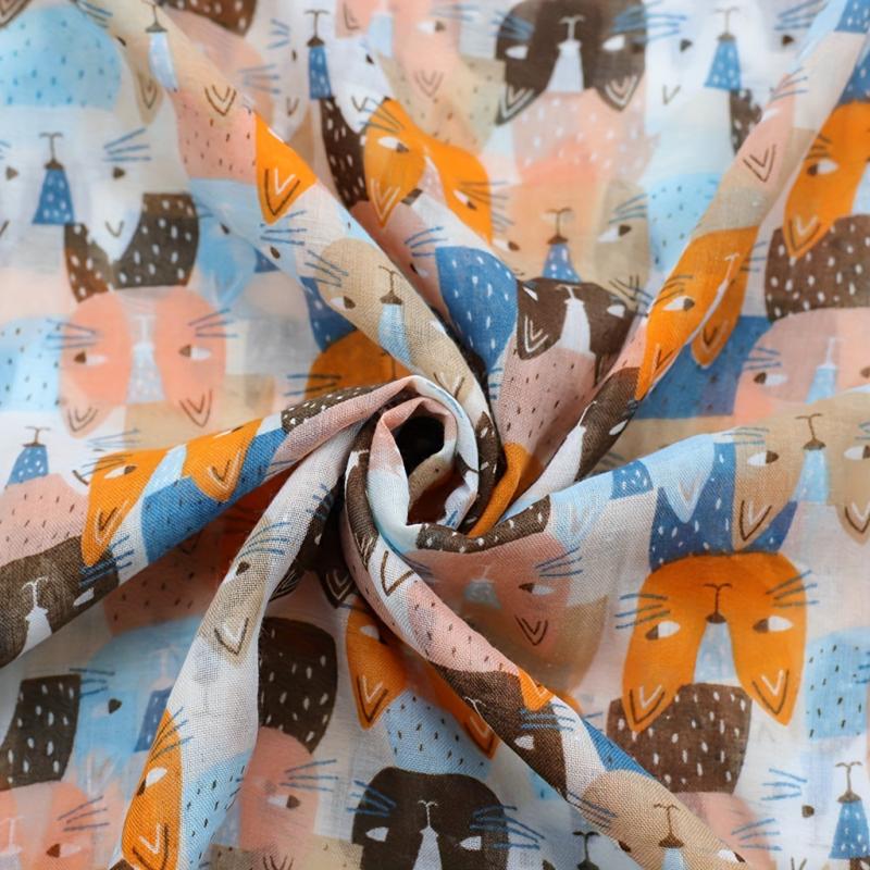 Kitty Printed Tassel Scarf Orange Cartoon Cat Shawl Women Sunscreen Headwrap