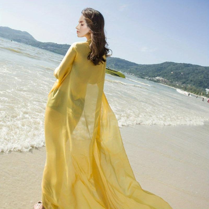 Thin Satin Scarf Oversized Beach Towel Silk Sunscreen Shawl