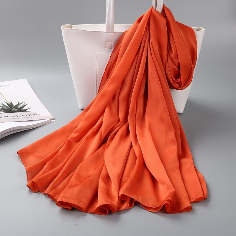 Thin Satin Scarf Oversized Beach Towel Silk Sunscreen Shawl
