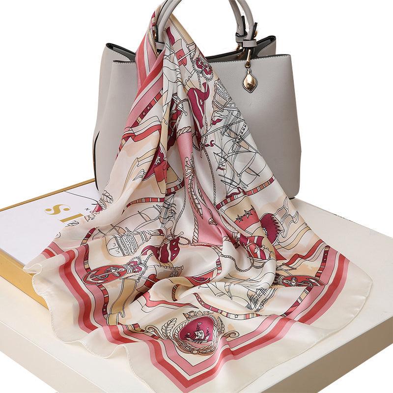 Silk Scarf Womens Printing Scarves Square Satin Headscarf